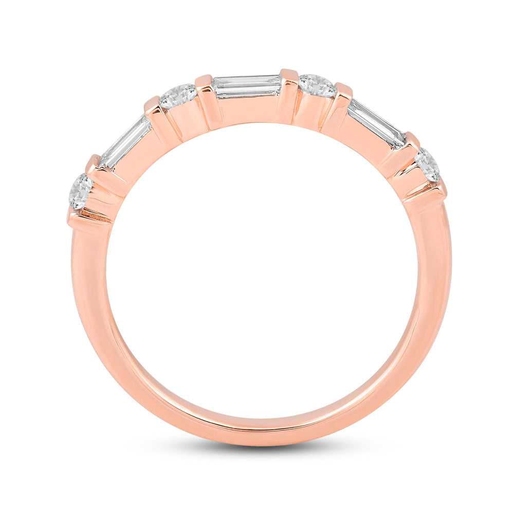 Baguette Bar Set Slim Diamond Fashion Ring with Jan Cut Diamond in 14KT Rose Gold / Lab / 02 view 2
