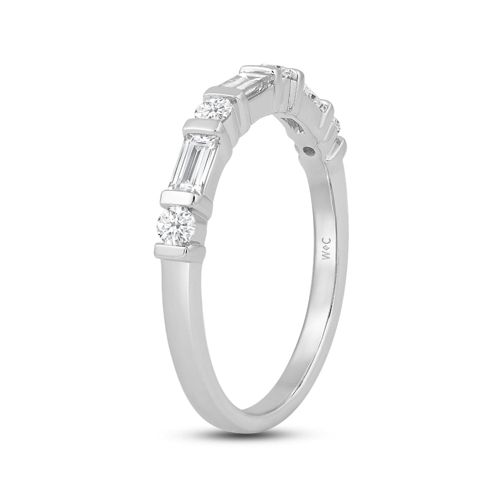 Baguette Bar Set Slim Diamond Fashion Ring with Jan Cut Diamond in 14KT White Gold / Lab / 02 view 4
