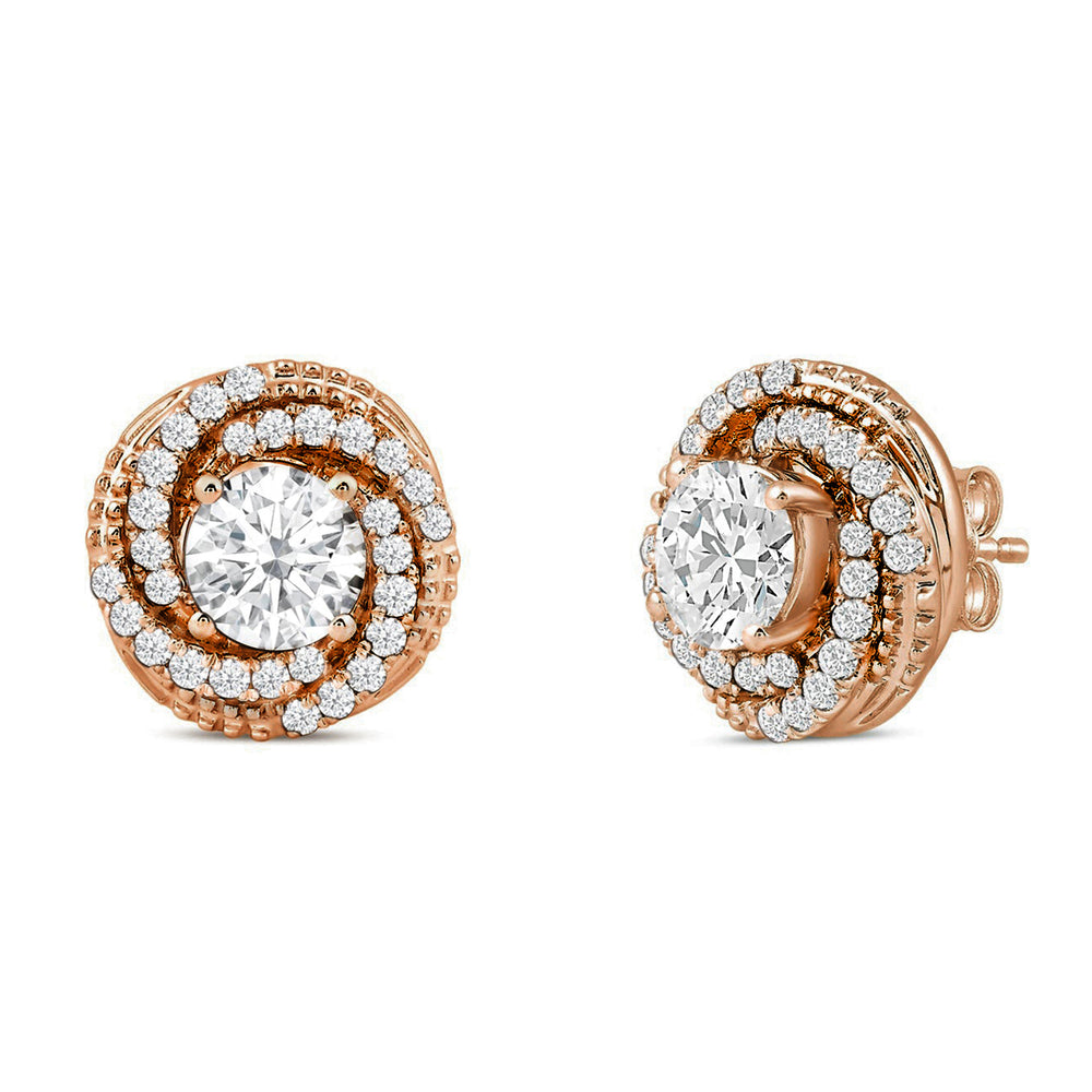 Galaxy Halo Diamond Earrings with 14KT Rose Gold / Lab / 2 Cut Diamond in 14KT Rose Gold / Lab / 2 view 1
