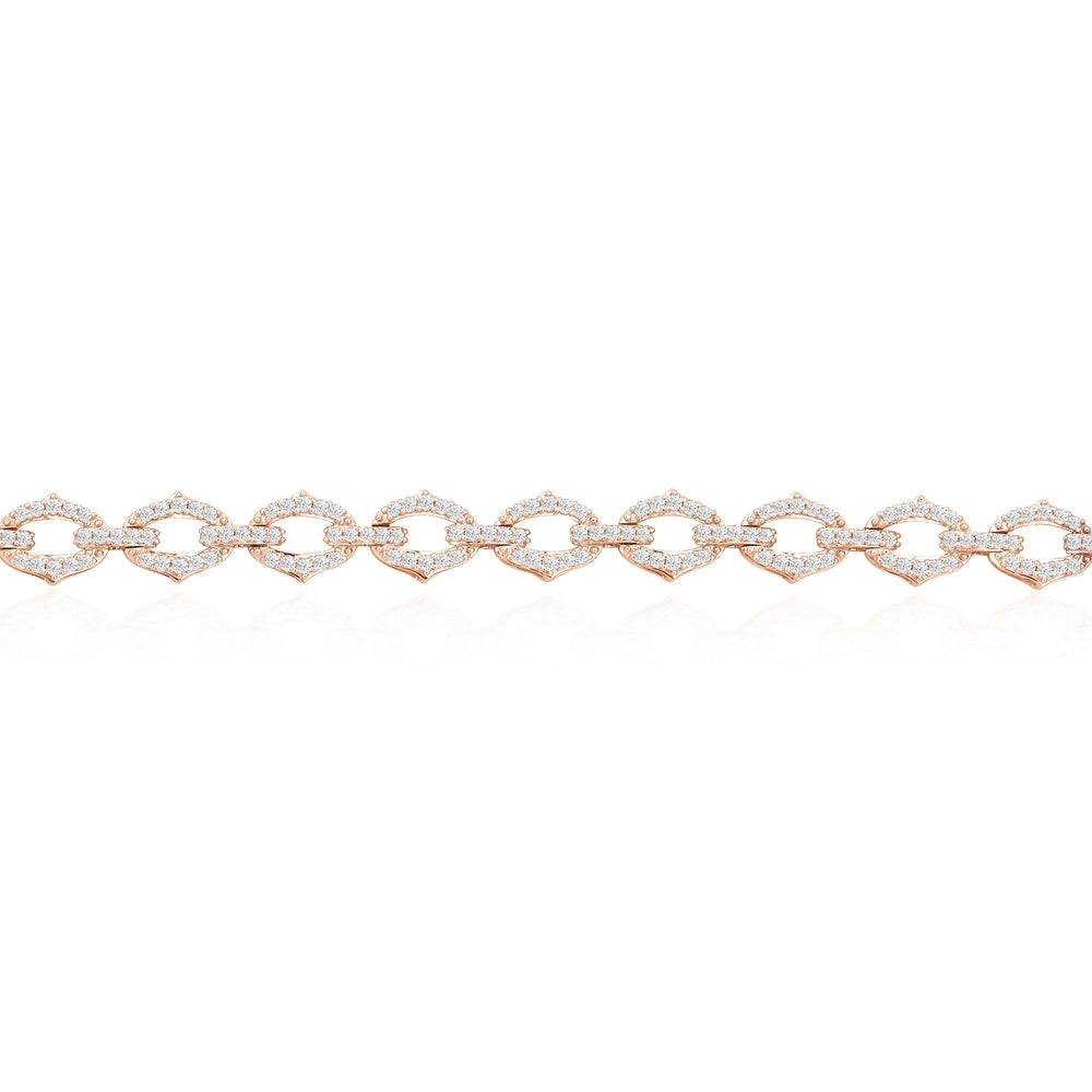 Diamond Studded Linked Bracelet with Lab Cut Diamond in 14KT Rose Gold view 2
