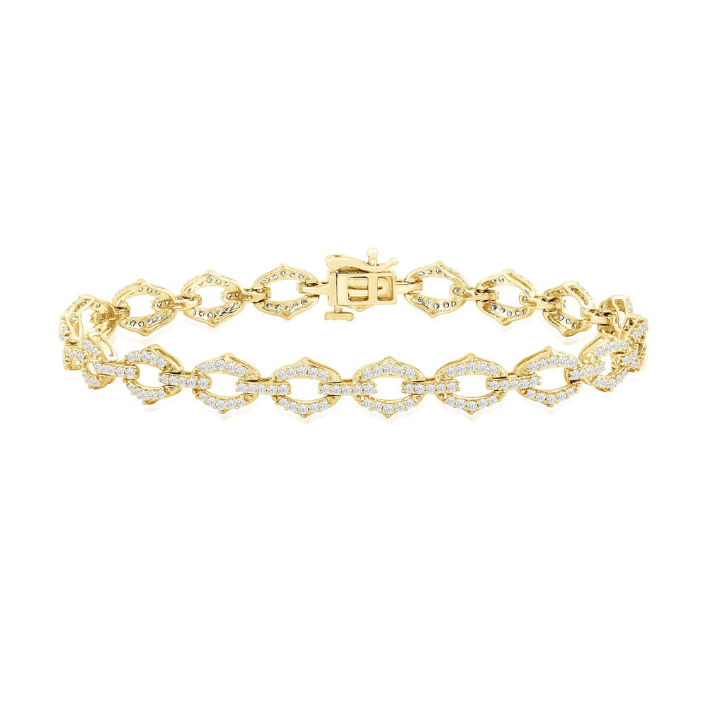Diamond Studded Linked Bracelet with Lab Cut Diamond in 14KT Yellow Gold view 1

