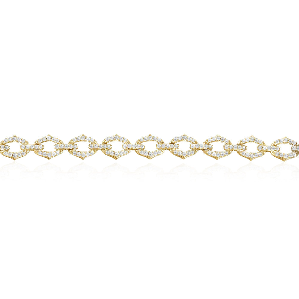 Diamond Studded Linked Bracelet with Lab Cut Diamond in 14KT Yellow Gold view 2
