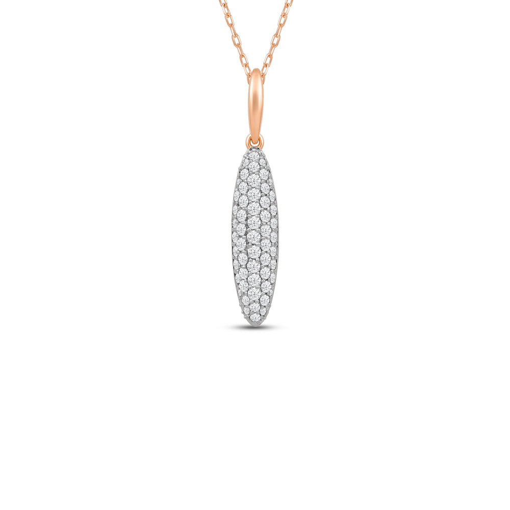 Domed Pave Elongated Oval Diamond Necklace with 14KT Rose Gold / Lab / 1 Cut Diamond in 14KT Rose Gold / Lab / 1 view 1
