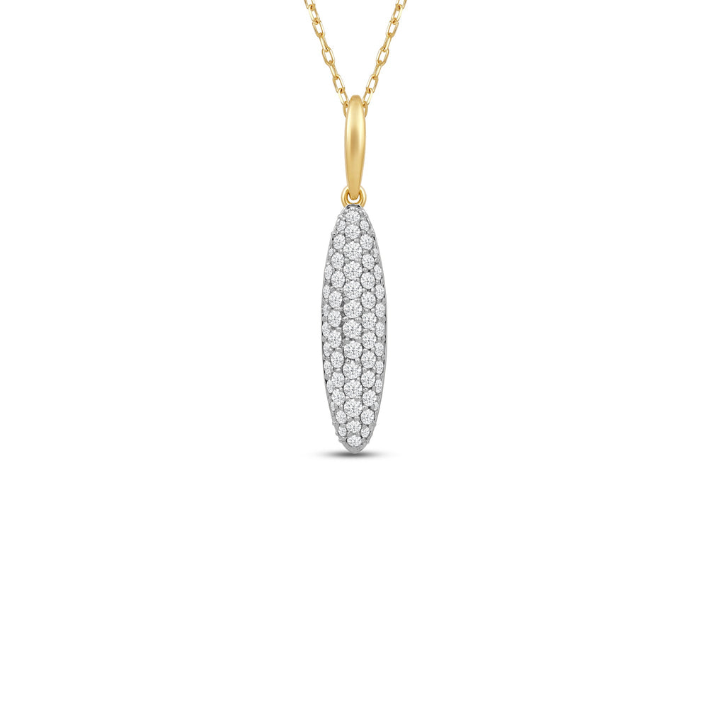 Domed Pave Elongated Oval Diamond Necklace with 14KT Yellow Gold / Lab / 1 Cut Diamond in 14KT Yellow Gold / Lab / 1 view 1

