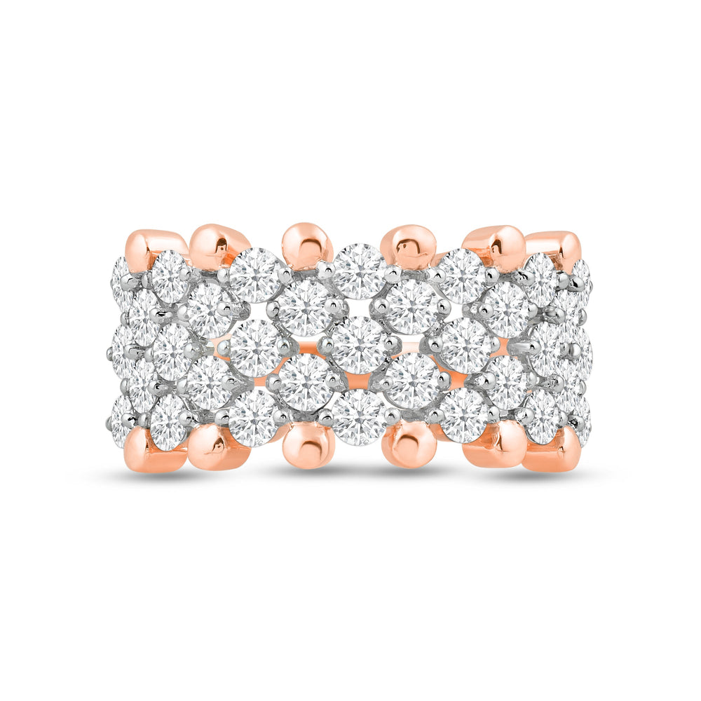 Diamond Studded Honey-comb Statement Ring with 14KT Rose Gold / Lab / 2 Cut Diamond in 14KT Rose Gold / Lab / 2 view 1
