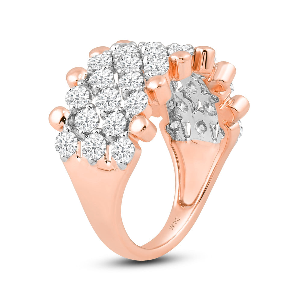 Diamond Studded Honey-comb Statement Ring with 14KT Rose Gold / Lab / 2 Cut Diamond in 14KT Rose Gold / Lab / 2 view 4
