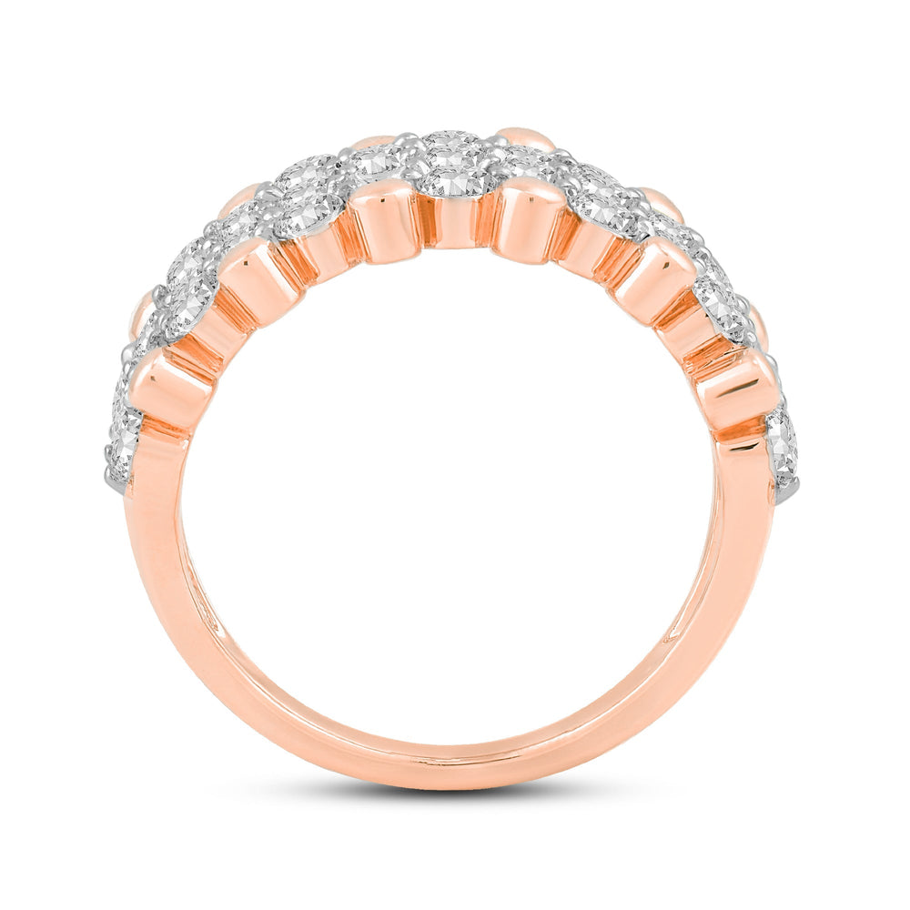 Diamond Studded Honey-comb Statement Ring with 14KT Rose Gold / Lab / 2 Cut Diamond in 14KT Rose Gold / Lab / 2 view 2
