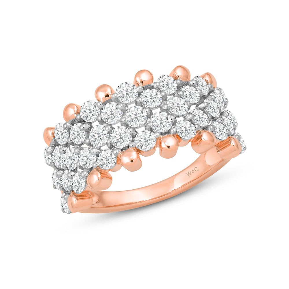 Diamond Studded Honey-comb Statement Ring with 14KT Rose Gold / Lab / 2 Cut Diamond in 14KT Rose Gold / Lab / 2 view 3
