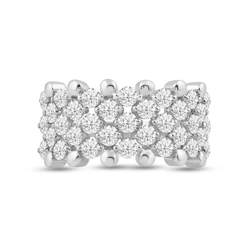 Diamond Studded Honey-comb Statement Ring with 14KT White Gold / Lab / 2 Cut Diamond in 14KT White Gold / Lab / 2 view 1
