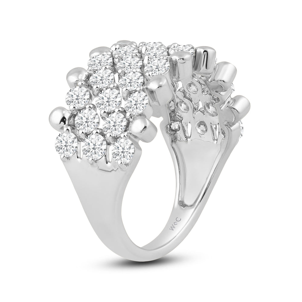 Diamond Studded Honey-comb Statement Ring with 14KT White Gold / Lab / 2 Cut Diamond in 14KT White Gold / Lab / 2 view 4
