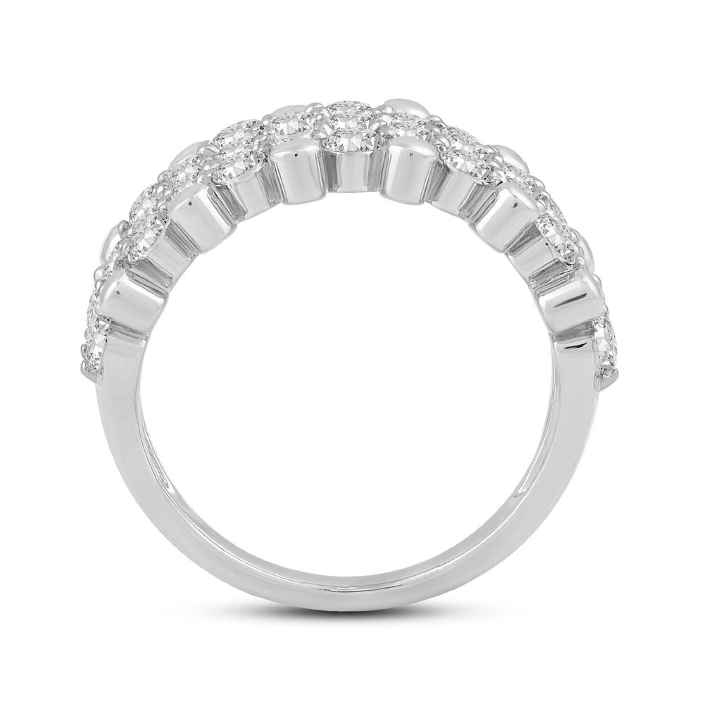 Diamond Studded Honey-comb Statement Ring with 14KT White Gold / Lab / 2 Cut Diamond in 14KT White Gold / Lab / 2 view 2
