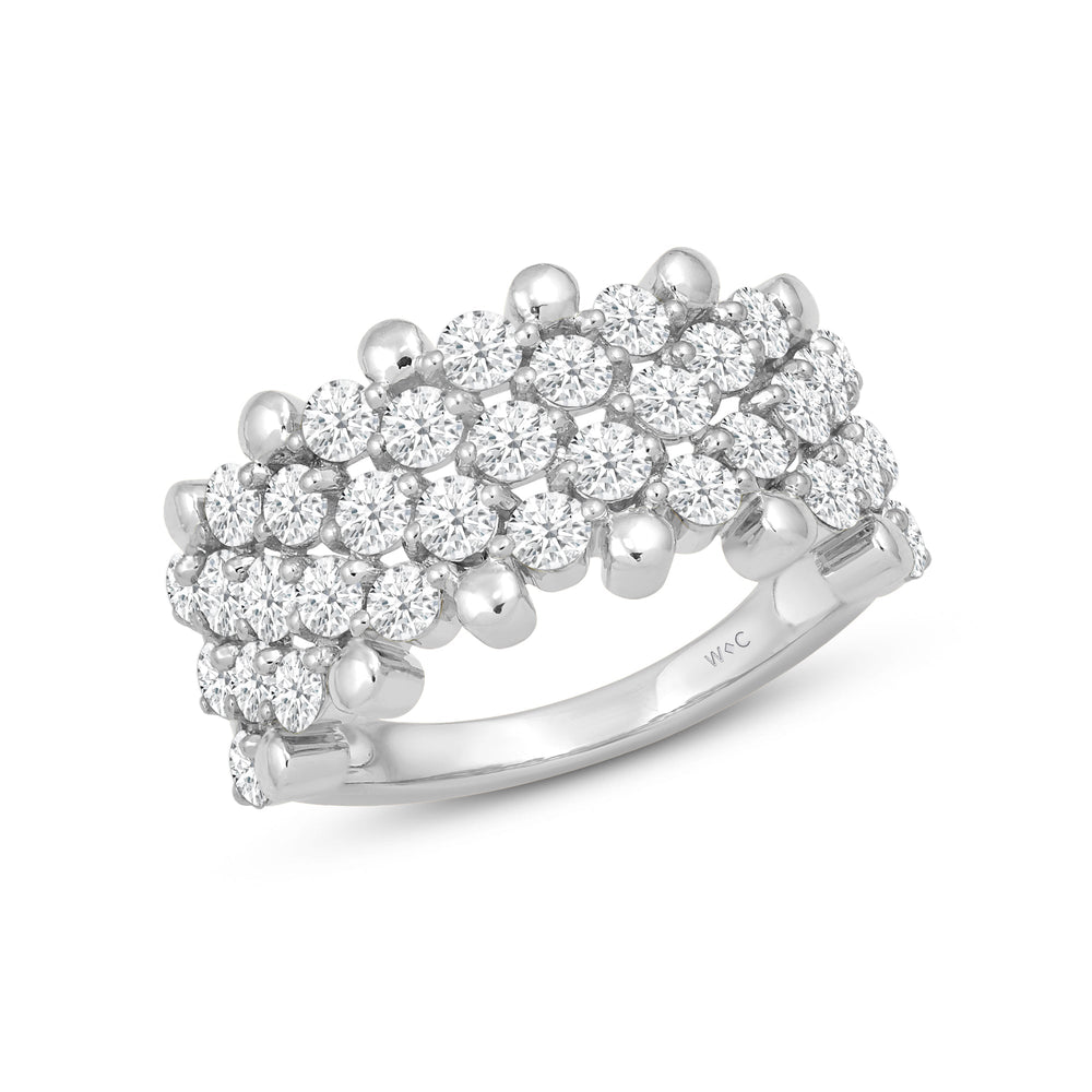 Diamond Studded Honey-comb Statement Ring with 14KT White Gold / Lab / 2 Cut Diamond in 14KT White Gold / Lab / 2 view 3

