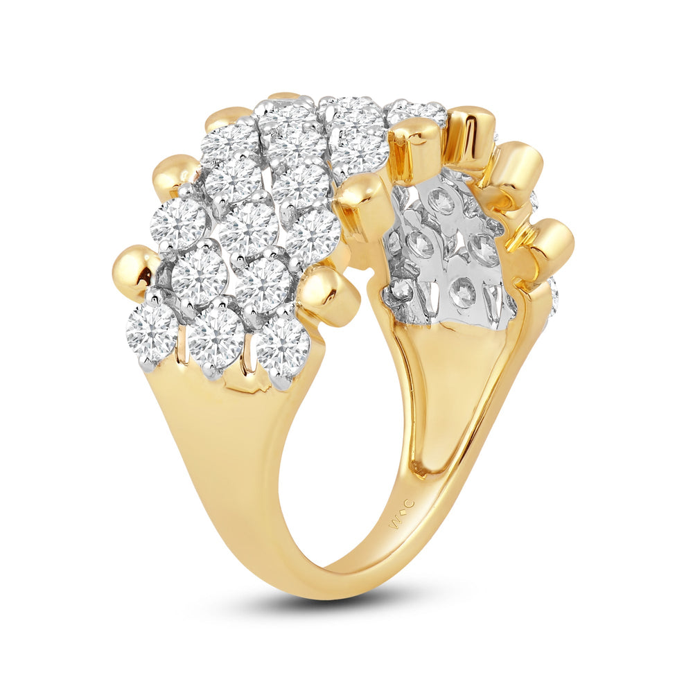 Diamond Studded Honey-comb Statement Ring with 14KT Yellow Gold / Lab / 2 Cut Diamond in 14KT Yellow Gold / Lab / 2 view 4
