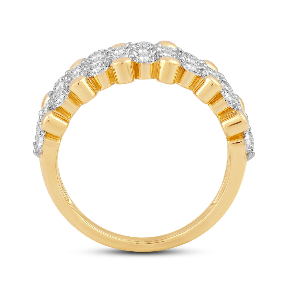 Diamond Studded Honey-comb Statement Ring with 14KT Yellow Gold / Lab / 2 Cut Diamond in 14KT Yellow Gold / Lab / 2 view 2
