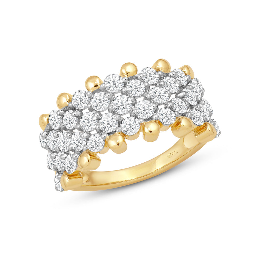 Diamond Studded Honey-comb Statement Ring with 14KT Yellow Gold / Lab / 2 Cut Diamond in 14KT Yellow Gold / Lab / 2 view 3
