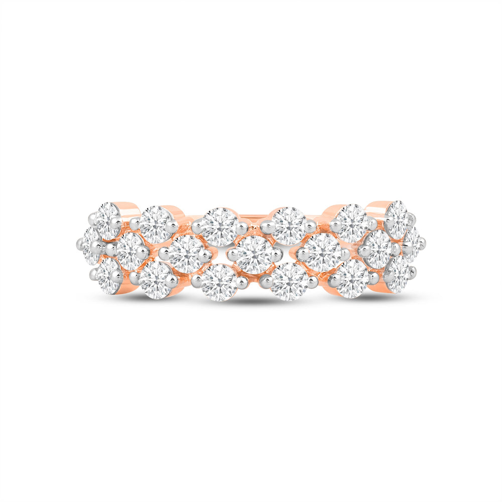 Narrow Fish Scale Diamond Cluster Ring with 14KT Rose Gold / Lab / 1 Cut Diamond in 14KT Rose Gold / Lab / 1 view 1
