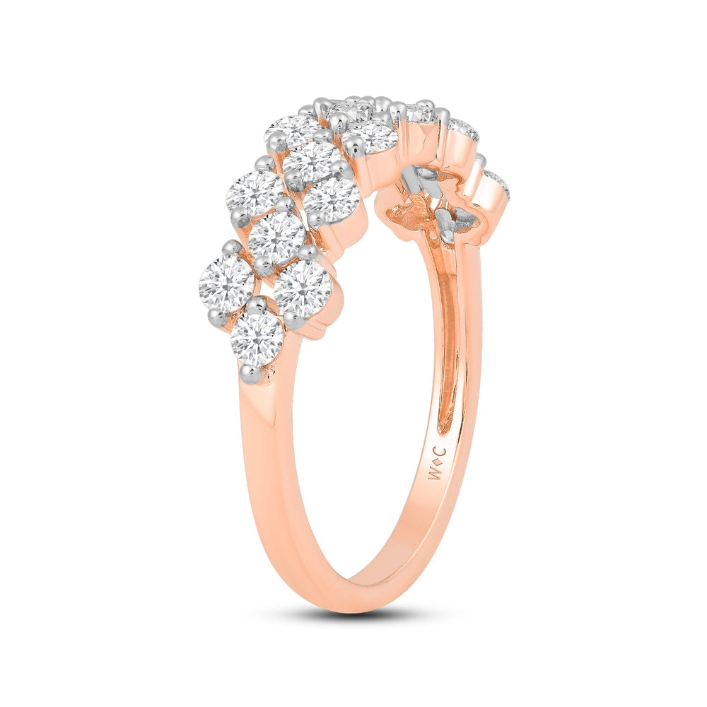 Narrow Fish Scale Diamond Cluster Ring with 14KT Rose Gold / Lab / 1 Cut Diamond in 14KT Rose Gold / Lab / 1 view 4
