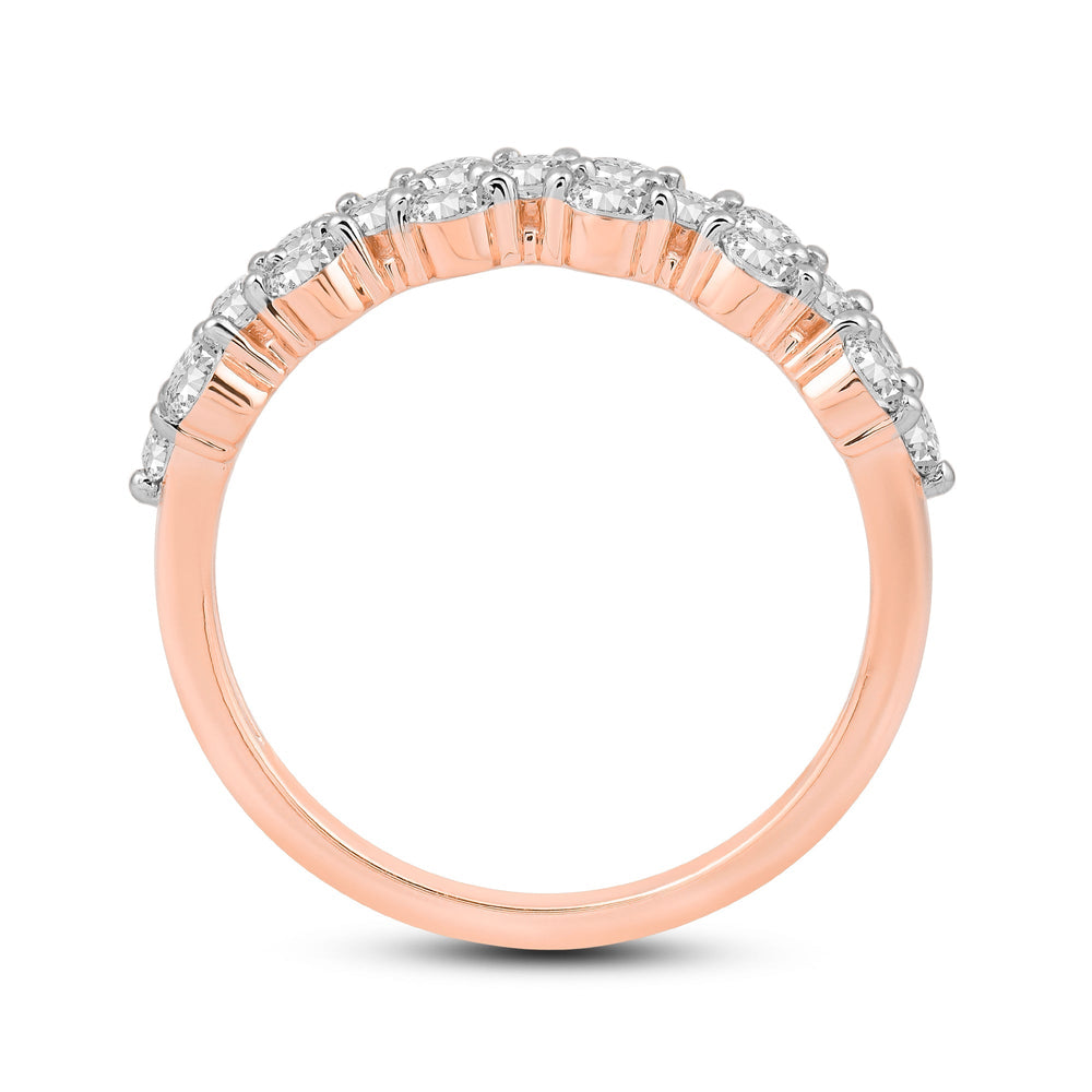 Narrow Fish Scale Diamond Cluster Ring with 14KT Rose Gold / Lab / 1 Cut Diamond in 14KT Rose Gold / Lab / 1 view 2
