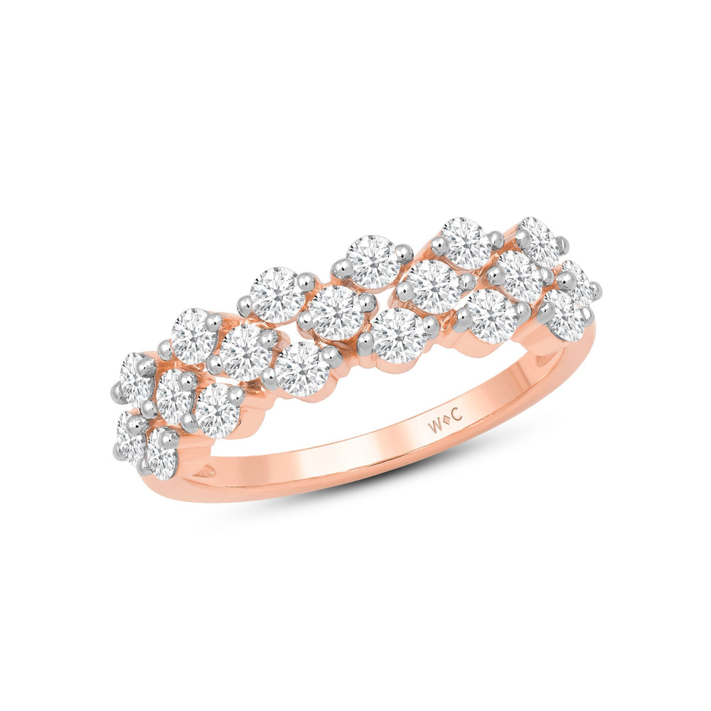 Narrow Fish Scale Diamond Cluster Ring with 14KT Rose Gold / Lab / 1 Cut Diamond in 14KT Rose Gold / Lab / 1 view 3
