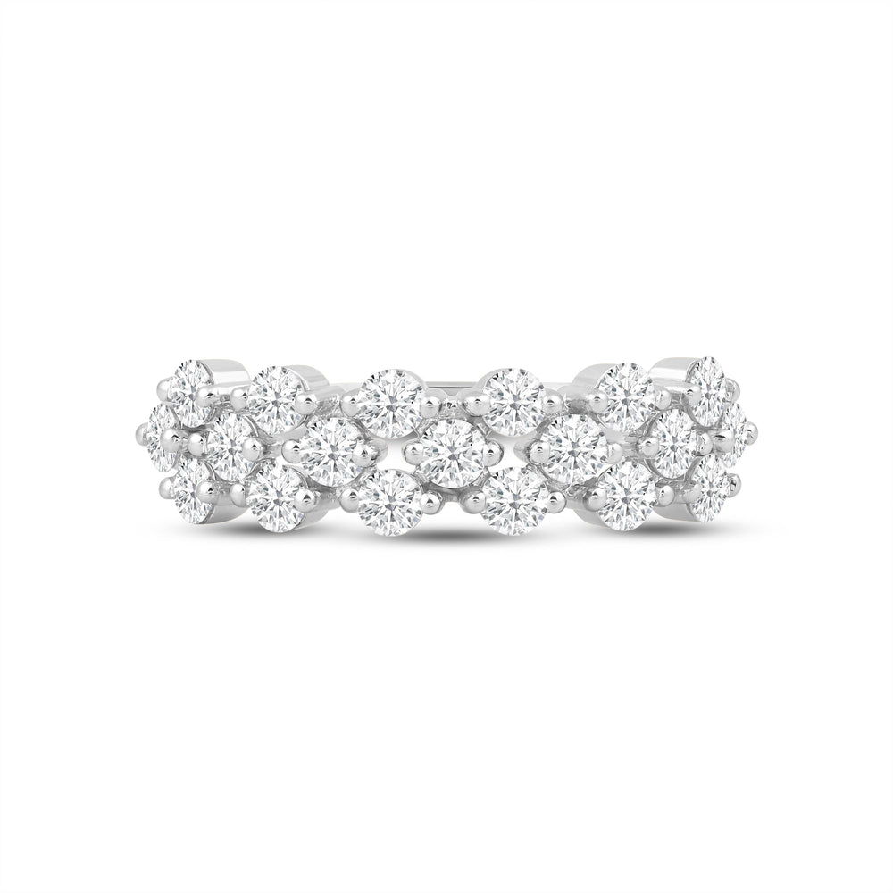 Narrow Fish Scale Diamond Cluster Ring with 14KT White Gold / Lab / 1 Cut Diamond in 14KT White Gold / Lab / 1 view 1
