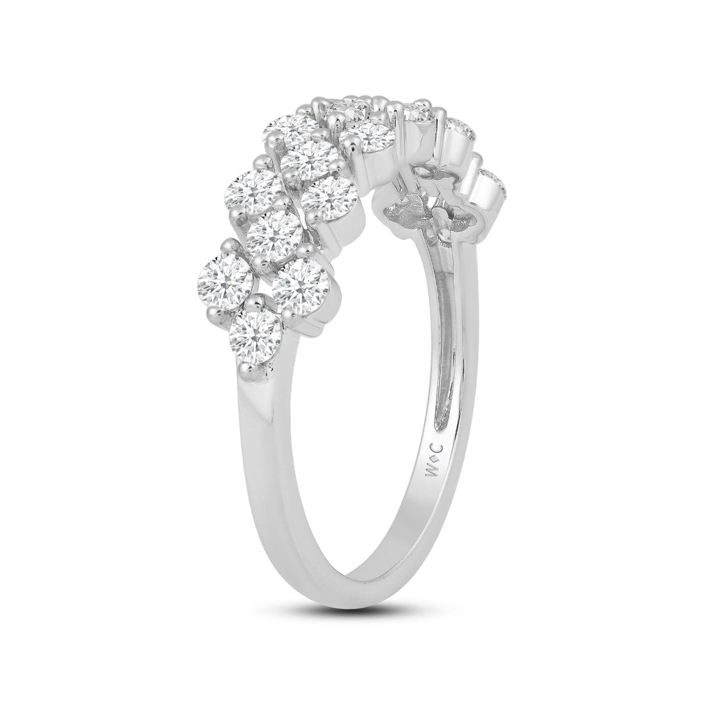 Narrow Fish Scale Diamond Cluster Ring with 14KT White Gold / Lab / 1 Cut Diamond in 14KT White Gold / Lab / 1 view 4

