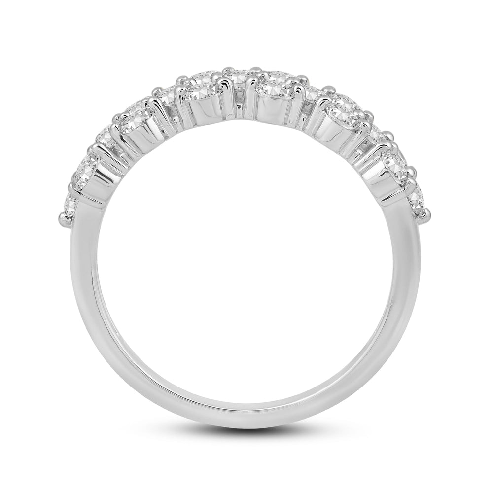 Narrow Fish Scale Diamond Cluster Ring with 14KT White Gold / Lab / 1 Cut Diamond in 14KT White Gold / Lab / 1 view 2
