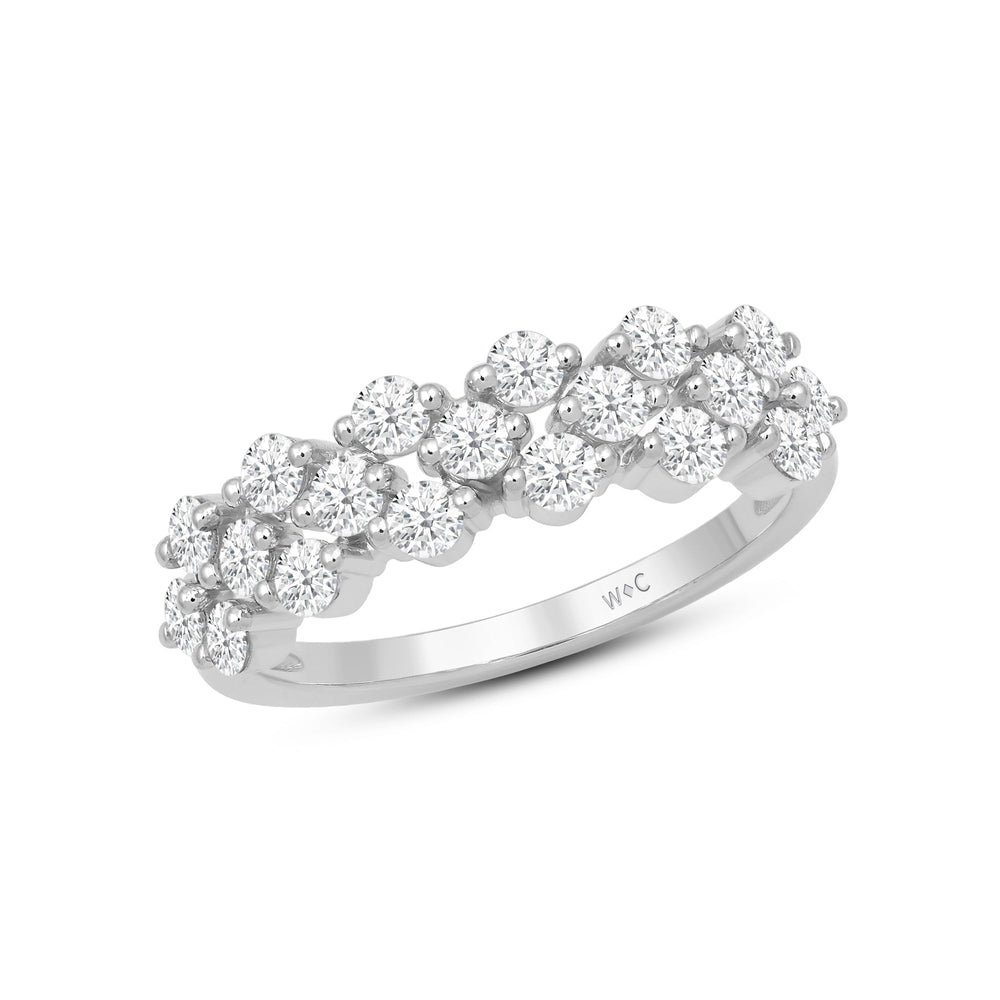 Narrow Fish Scale Diamond Cluster Ring with 14KT White Gold / Lab / 1 Cut Diamond in 14KT White Gold / Lab / 1 view 3
