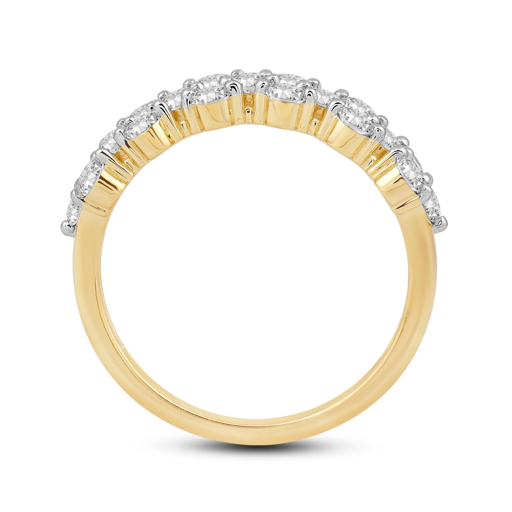 Narrow Fish Scale Diamond Cluster Ring with 14KT Yellow Gold / Lab / 1 Cut Diamond in 14KT Yellow Gold / Lab / 1 view 2
