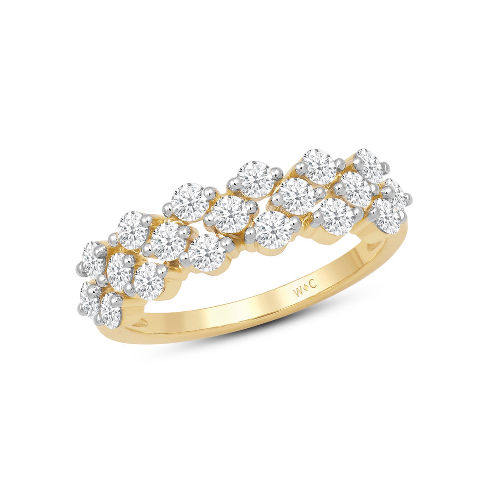 Narrow Fish Scale Diamond Cluster Ring with 14KT Yellow Gold / Lab / 1 Cut Diamond in 14KT Yellow Gold / Lab / 1 view 3
