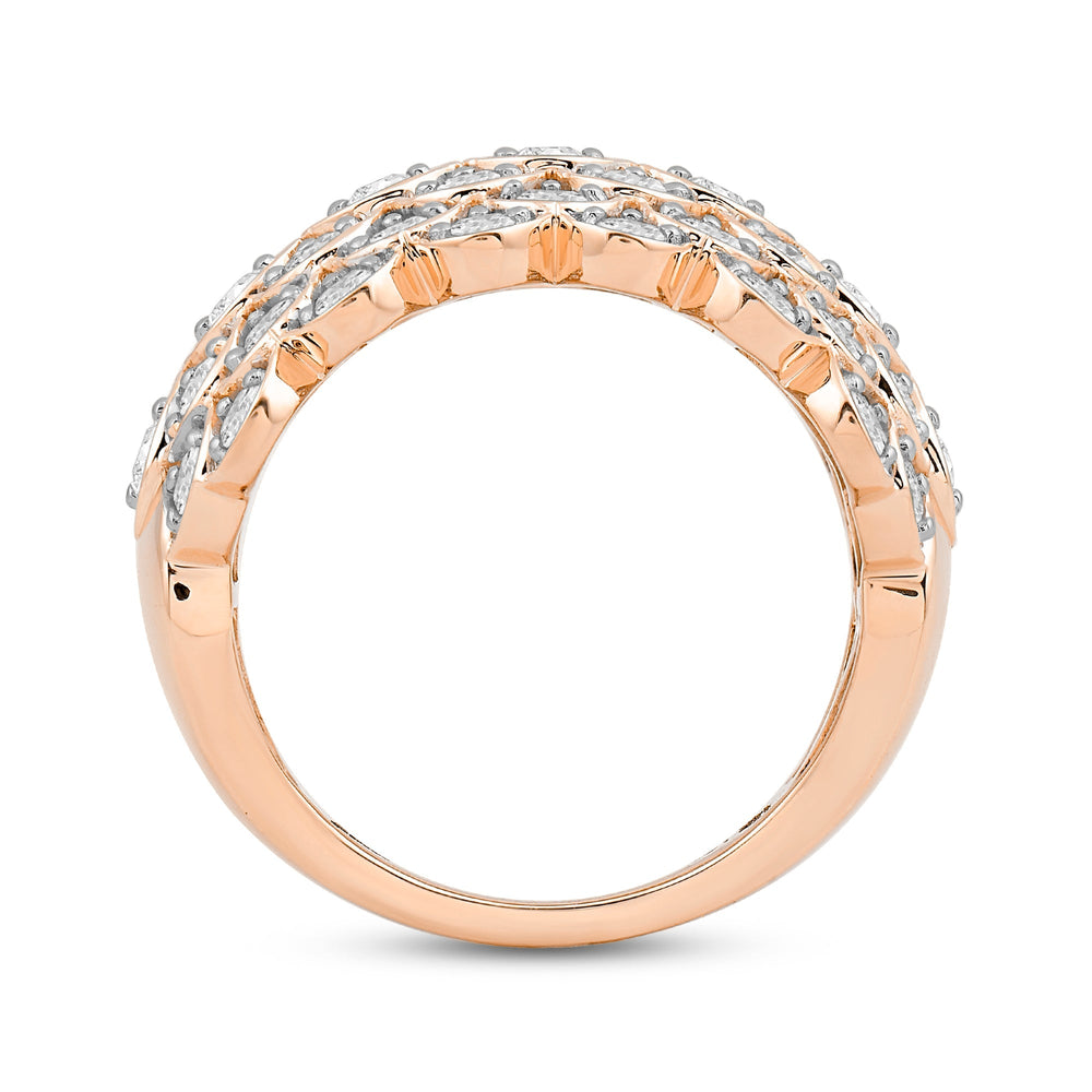 Broad Fish Scale Diamond Cluster Ring with 14KT Rose Gold / Lab / 1 1/2 Cut Diamond in 14KT Rose Gold / Lab / 1 1/2 view 2
