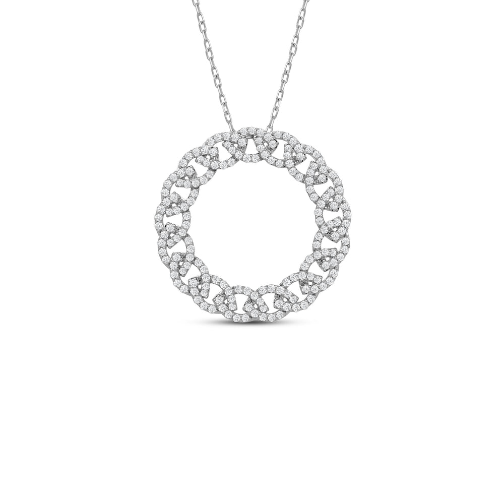 Diamond Studded Braid Circle Pendant with 14KT White Gold / Lab / 1 1/2 Cut Diamond in 14KT White Gold / Lab / 1 1/2 view 1
