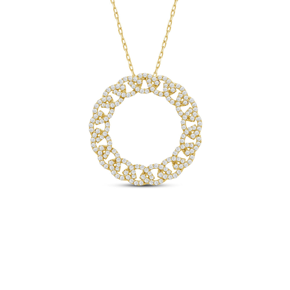 Diamond Studded Braid Circle Pendant with 14KT Yellow Gold / Lab / 1 1/2 Cut Diamond in 14KT Yellow Gold / Lab / 1 1/2 view 1

