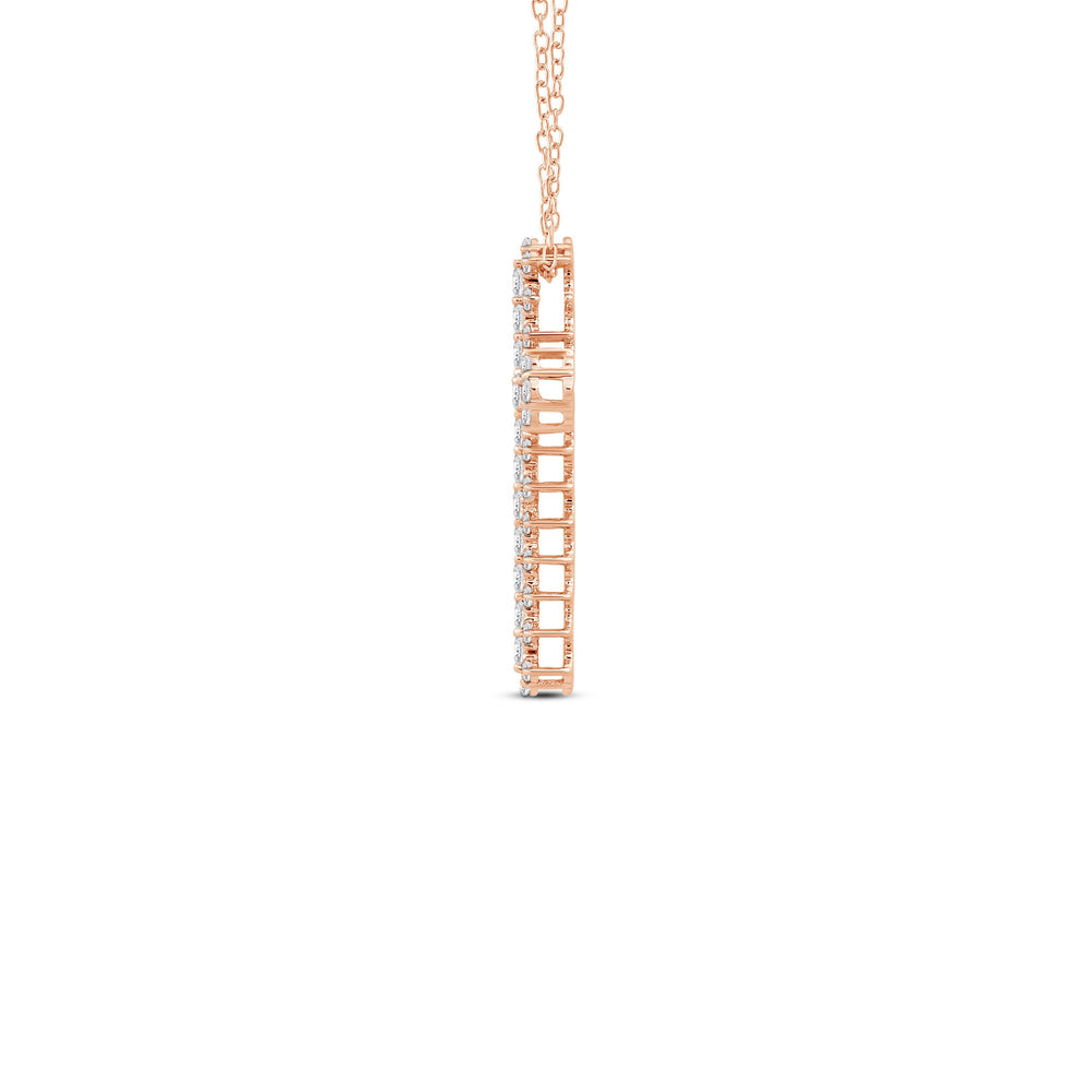 Vinatge Style Studded Big Cross Diamond Pendant with 14KT Rose Gold / Lab / 1 1/2 Cut Diamond in 14KT Rose Gold / Lab / 1 1/2 view 5
