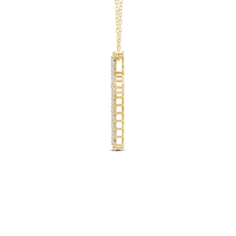 Vinatge Style Studded Big Cross Diamond Pendant with 14KT Yellow Gold / Lab / 1 1/2 Cut Diamond in 14KT Yellow Gold / Lab / 1 1/2 view 5
