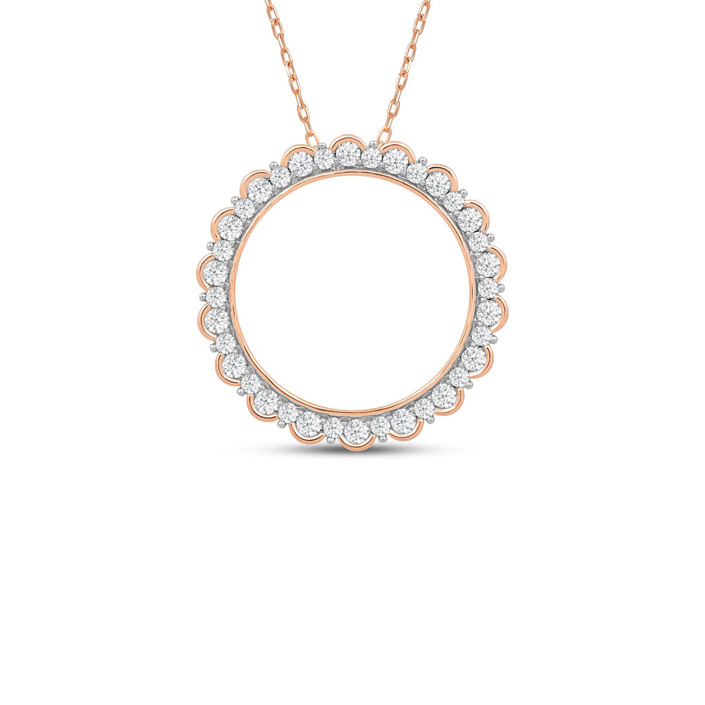 Circle Halo Pendant with 14KT Rose Gold / Lab / 1 1/2 Cut Diamond in 14KT Rose Gold / Lab / 1 1/2 view 1
