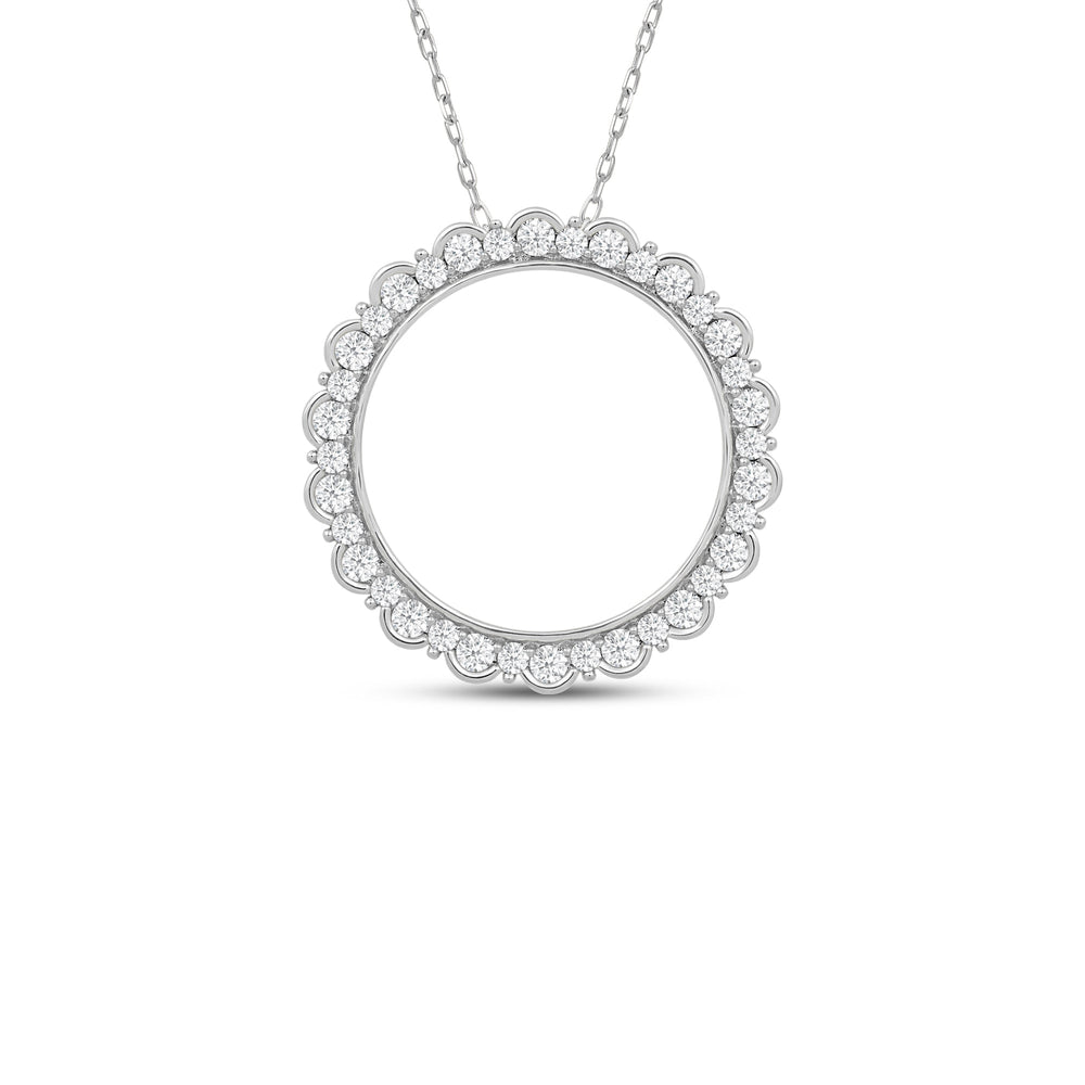 Circle Halo Pendant with 14KT White Gold / Lab / 1 1/2 Cut Diamond in 14KT White Gold / Lab / 1 1/2 view 1
