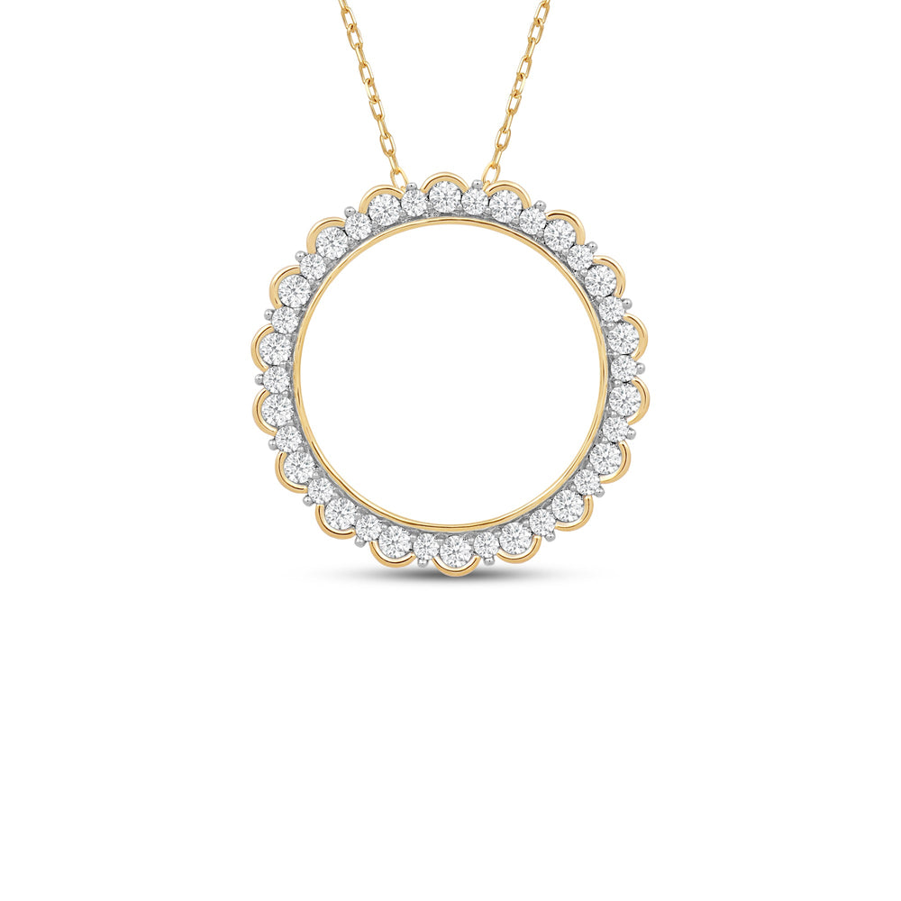 Circle Halo Pendant with 14KT Yellow Gold / Lab / 1 1/2 Cut Diamond in 14KT Yellow Gold / Lab / 1 1/2 view 1
