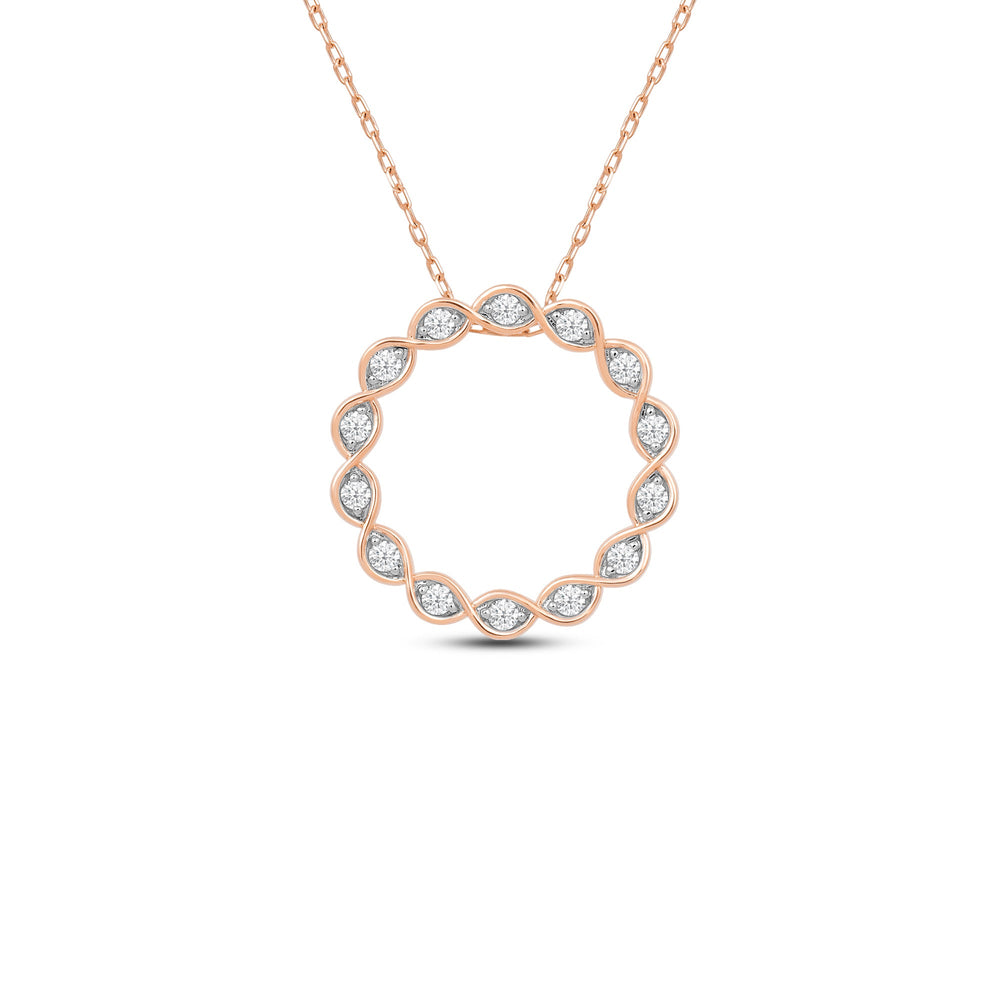 Braided Diamond Circle Pendant with 14KT Rose Gold / Lab / 1/2 Cut Diamond in 14KT Rose Gold / Lab / 1/2 view 1

