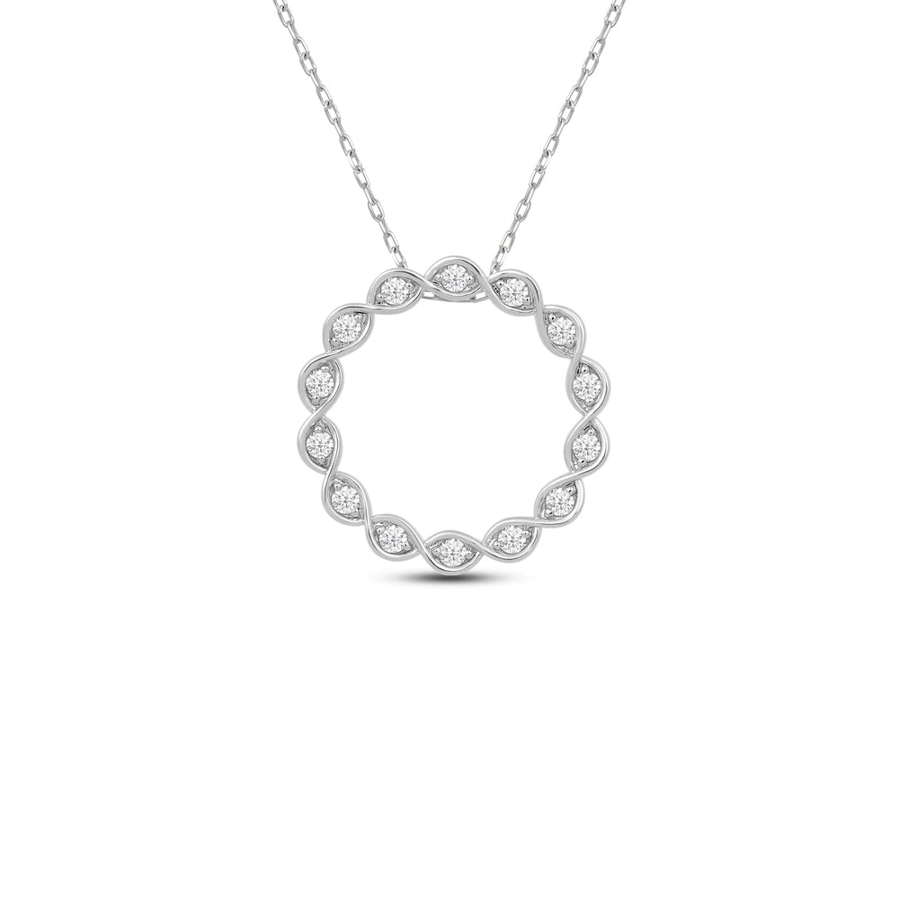 Braided Diamond Circle Pendant with 14KT White Gold / Lab / 1/2 Cut Diamond in 14KT White Gold / Lab / 1/2 view 1
