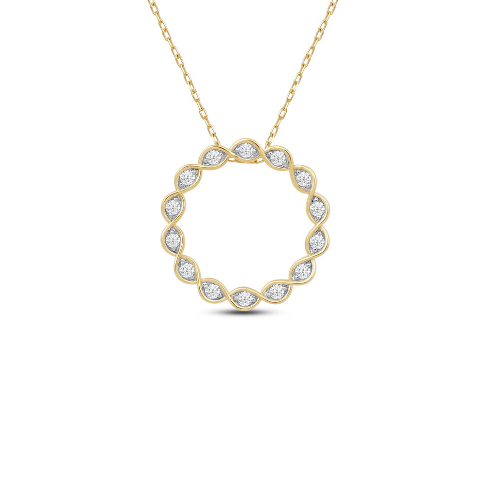 Braided Diamond Circle Pendant with 14KT Yellow Gold / Lab / 1/2 Cut Diamond in 14KT Yellow Gold / Lab / 1/2 view 1
