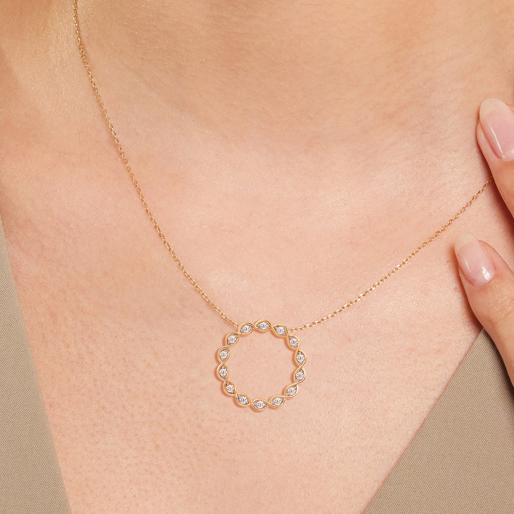 Braided Diamond Circle Pendant with 14KT Yellow Gold / Lab / 1/2 Cut Diamond in 14KT Yellow Gold / Lab / 1/2 view 2
