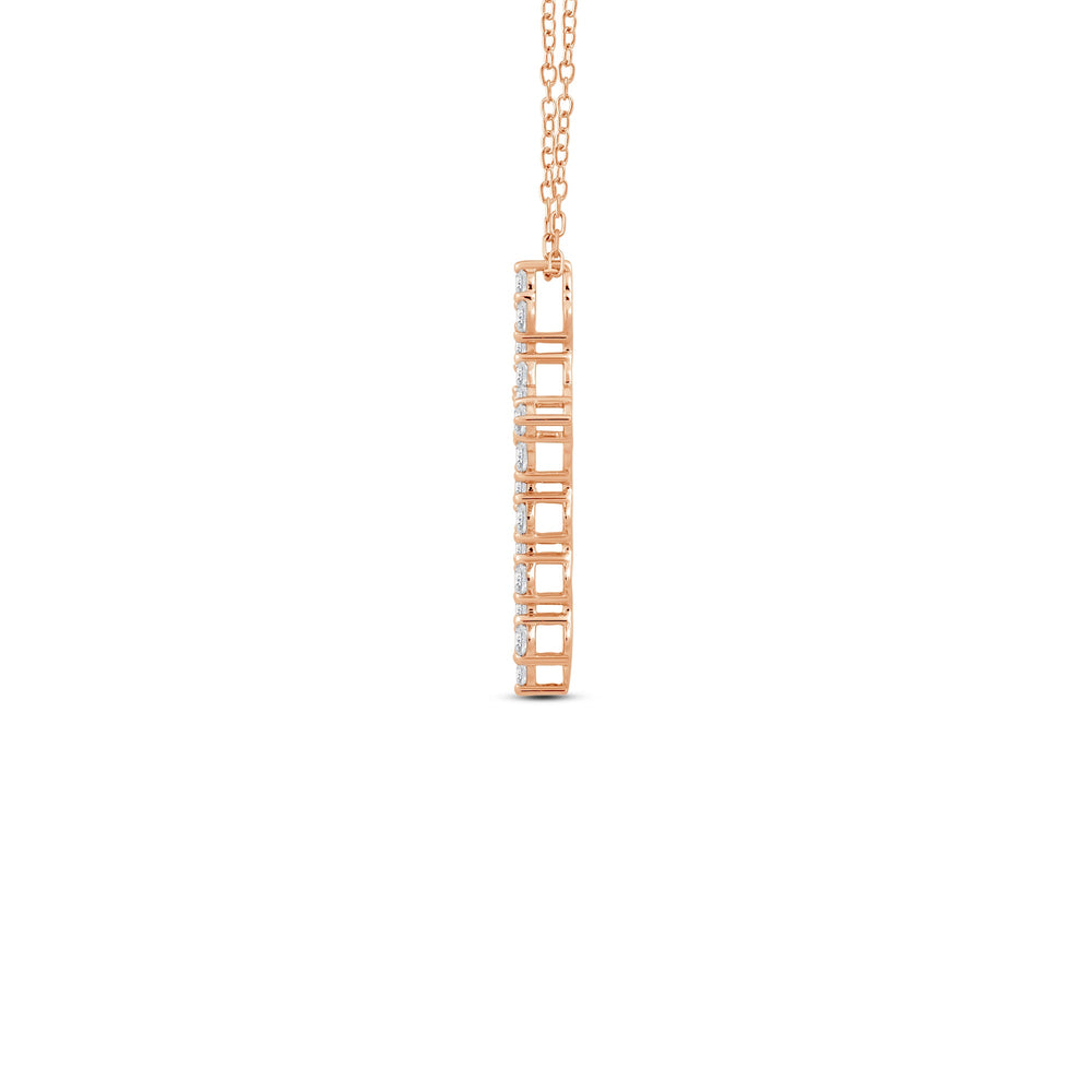 Diamond Cluster Cross Pendant with 14KT Rose Gold / Lab / 1 Cut Diamond in 14KT Rose Gold / Lab / 1 view 5
