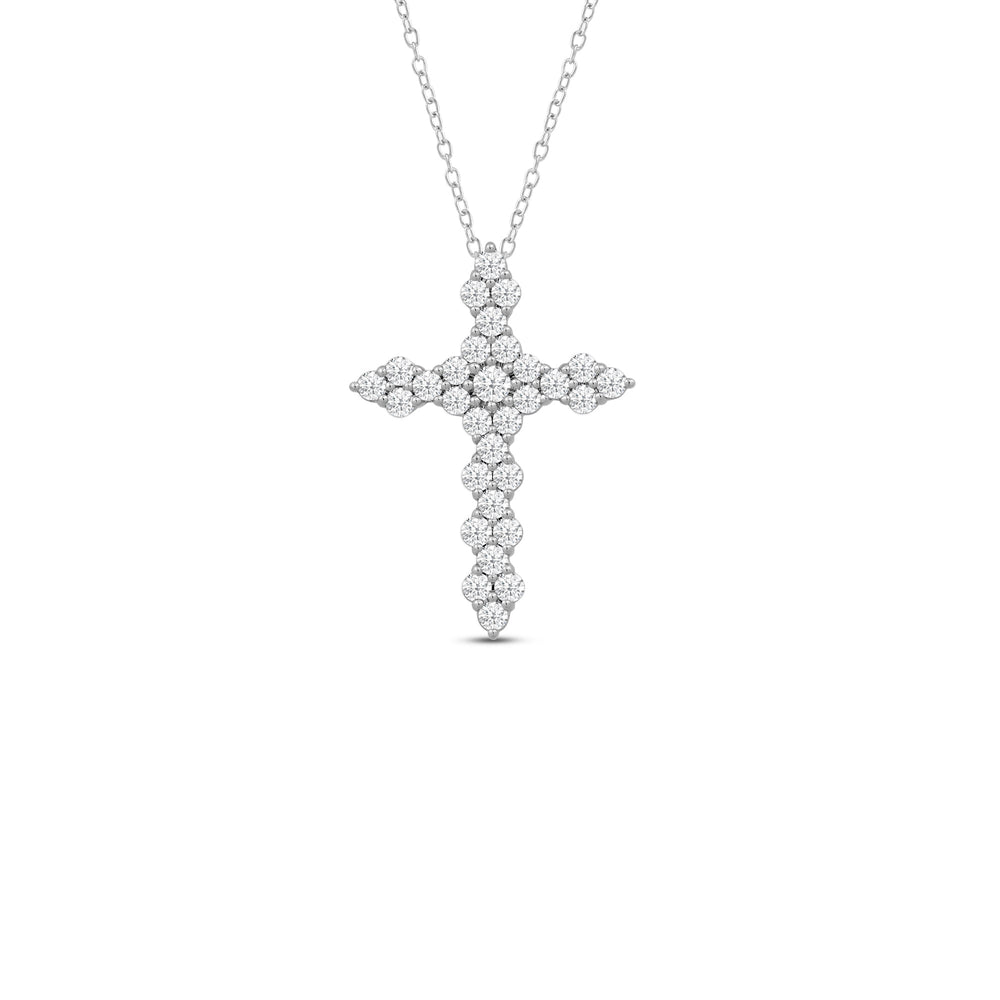 Diamond Cluster Cross Pendant with 14KT White Gold / Lab / 1 Cut Diamond in 14KT White Gold / Lab / 1 view 1
