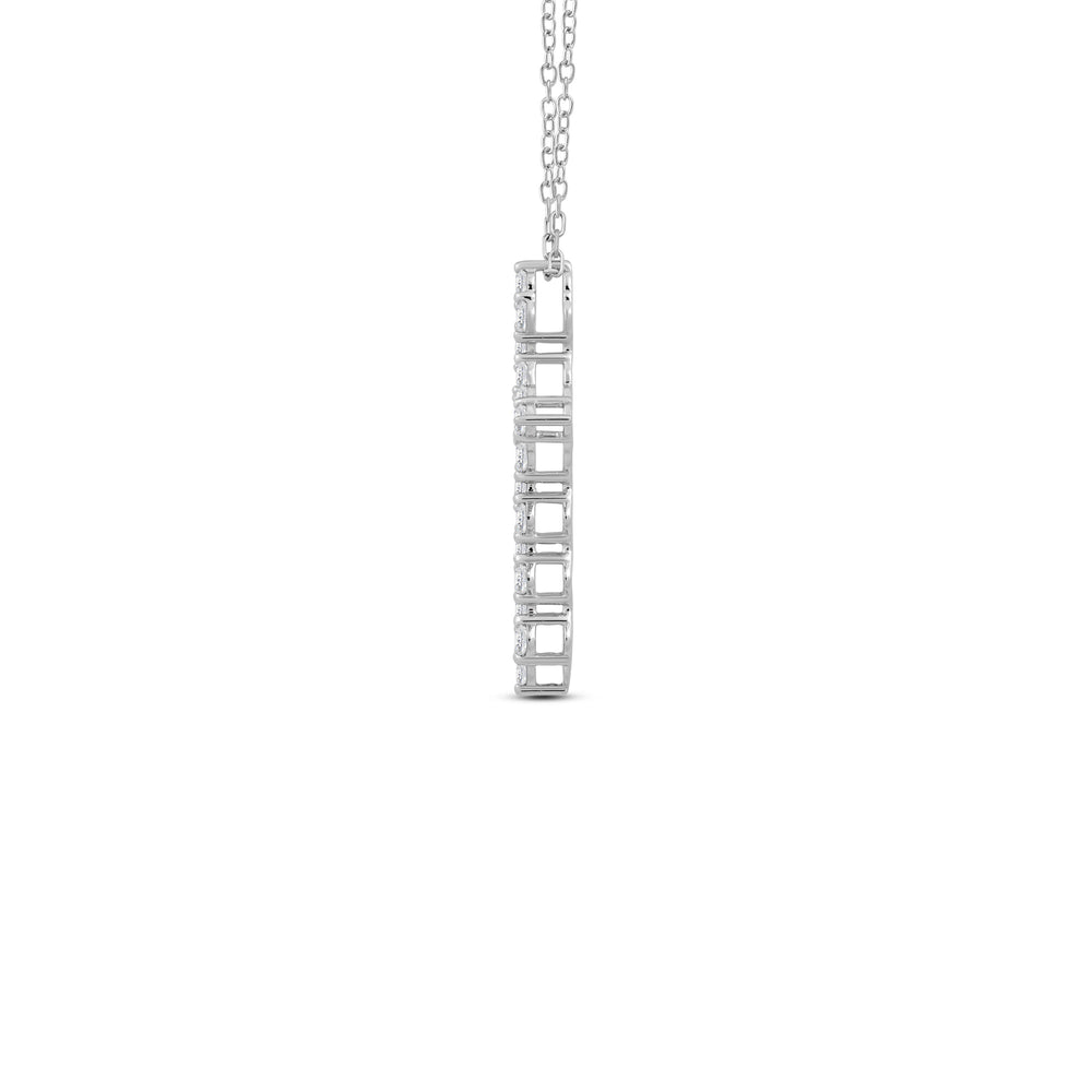 Diamond Cluster Cross Pendant with 14KT White Gold / Lab / 1 Cut Diamond in 14KT White Gold / Lab / 1 view 5
