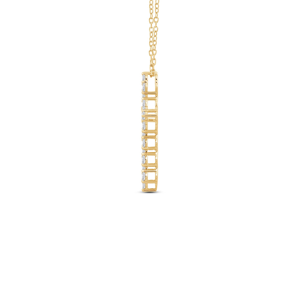 Diamond Cluster Cross Pendant with 14KT Yellow Gold / Lab / 1 Cut Diamond in 14KT Yellow Gold / Lab / 1 view 5
