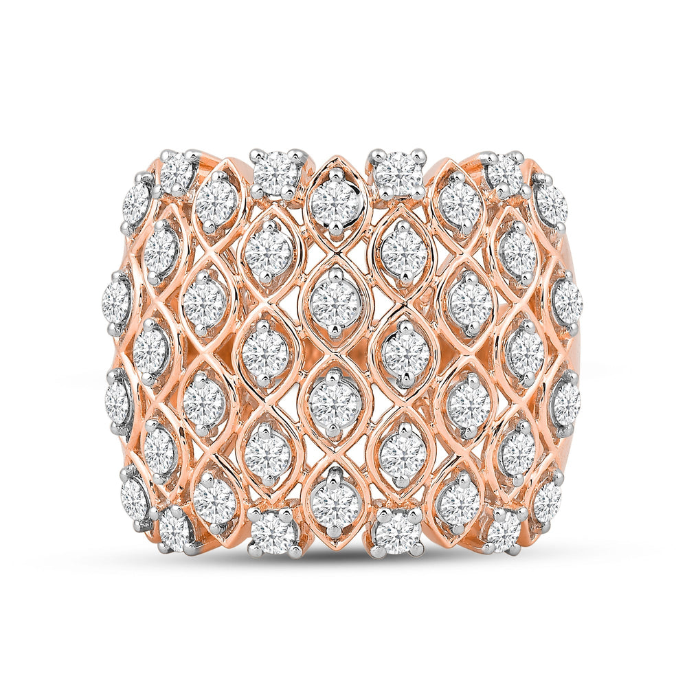 Statement Diamond Broad Ring with 14KT Rose Gold / Lab / 1 1/2 Cut Diamond in 14KT Rose Gold / Lab / 1 1/2 view 1
