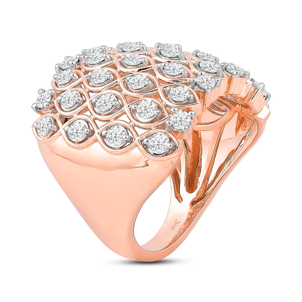 Statement Diamond Broad Ring with 14KT Rose Gold / Lab / 1 1/2 Cut Diamond in 14KT Rose Gold / Lab / 1 1/2 view 4
