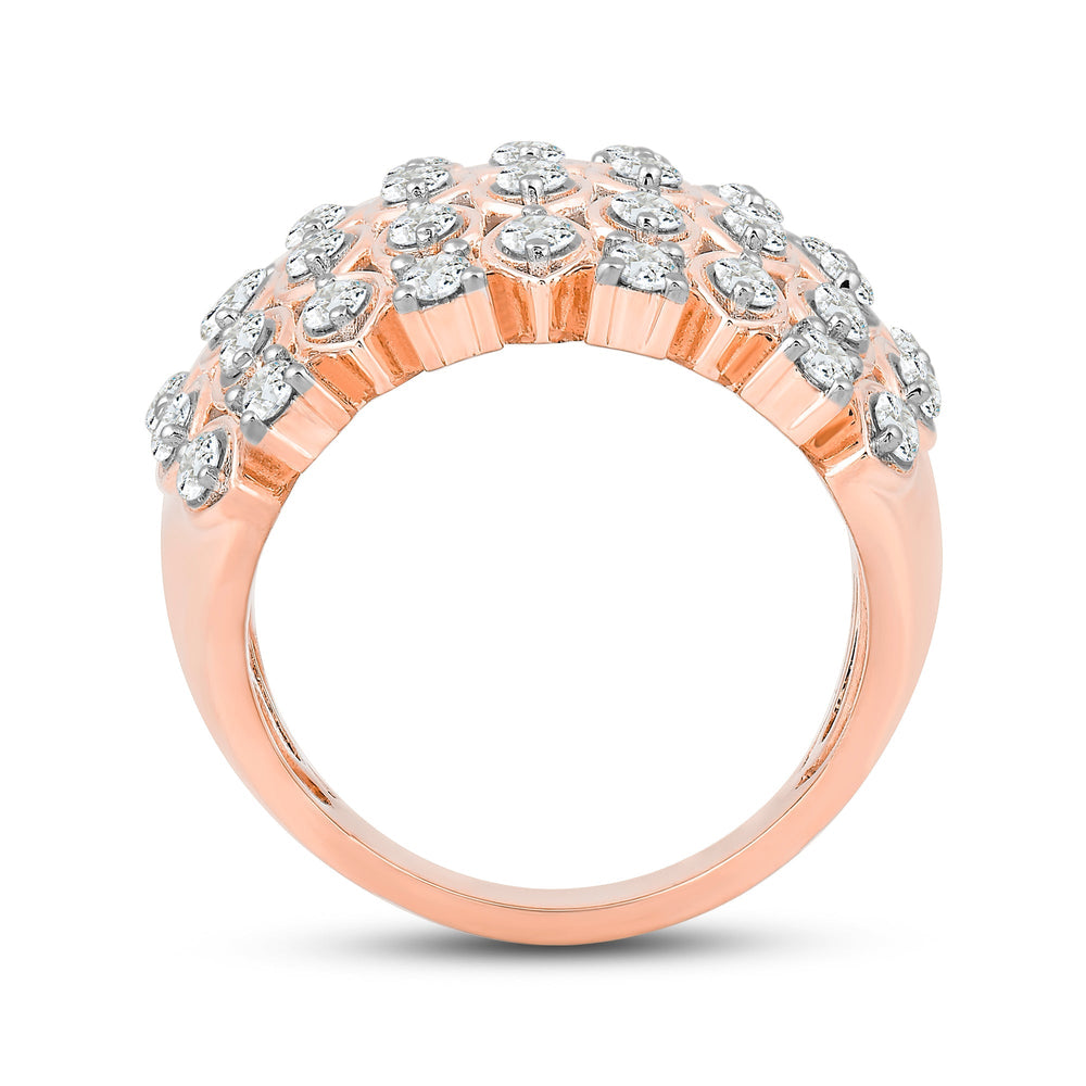 Statement Diamond Broad Ring with 14KT Rose Gold / Lab / 1 1/2 Cut Diamond in 14KT Rose Gold / Lab / 1 1/2 view 2

