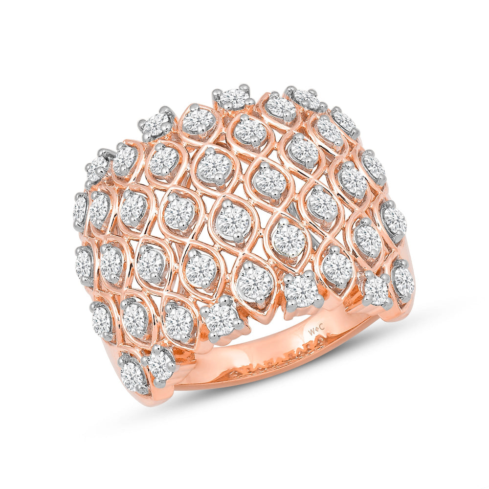 Statement Diamond Broad Ring with 14KT Rose Gold / Lab / 1 1/2 Cut Diamond in 14KT Rose Gold / Lab / 1 1/2 view 3
