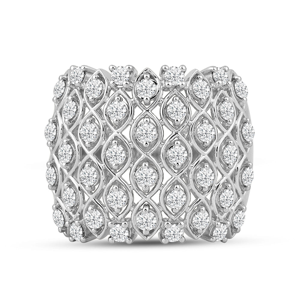 Statement Diamond Broad Ring with 14KT White Gold / Lab / 1 1/2 Cut Diamond in 14KT White Gold / Lab / 1 1/2 view 1
